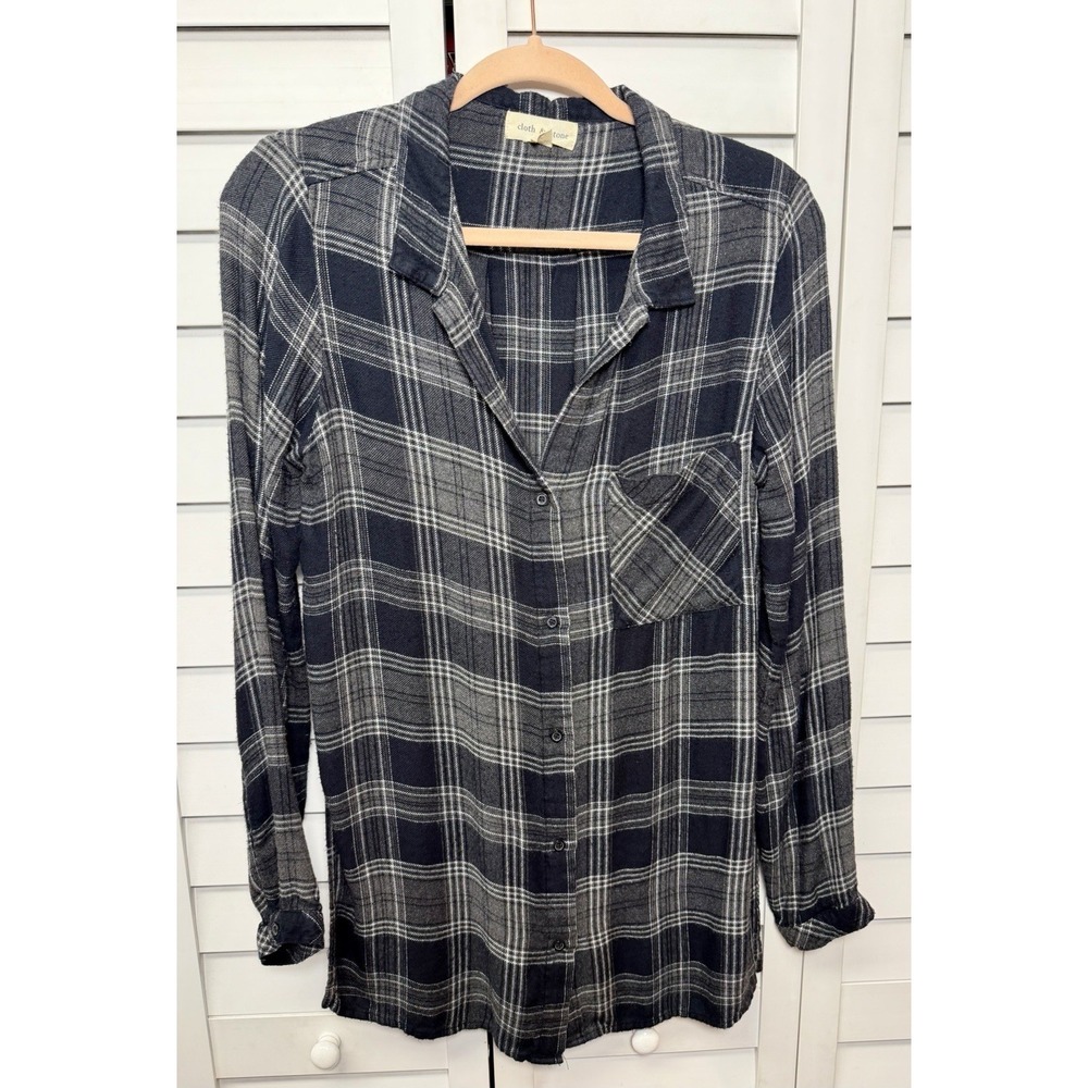 Anthropologie Cloth & Stone Plaid Button Down Shirt Boho Women's Size Small